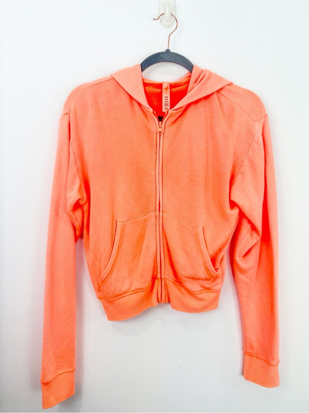 SKIMS Neon Coral Full Zip Hoodie Sweater Size XS